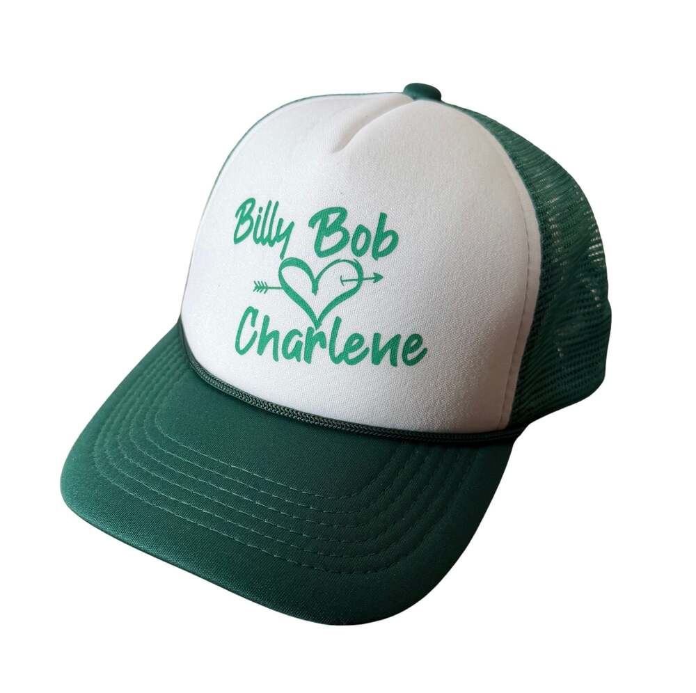 Billy Bob Loves Charlene Hat Green and White Mesh Cap